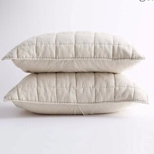 Quince European Linen Box Quilted King Sham Set in Sand (Tan) New Without Tag